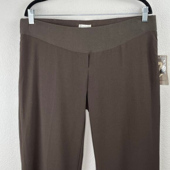 Three Seasons Brown Maternity Pants Adjustable Waist Straight Leg NWT Large - Picture 4 of 14
